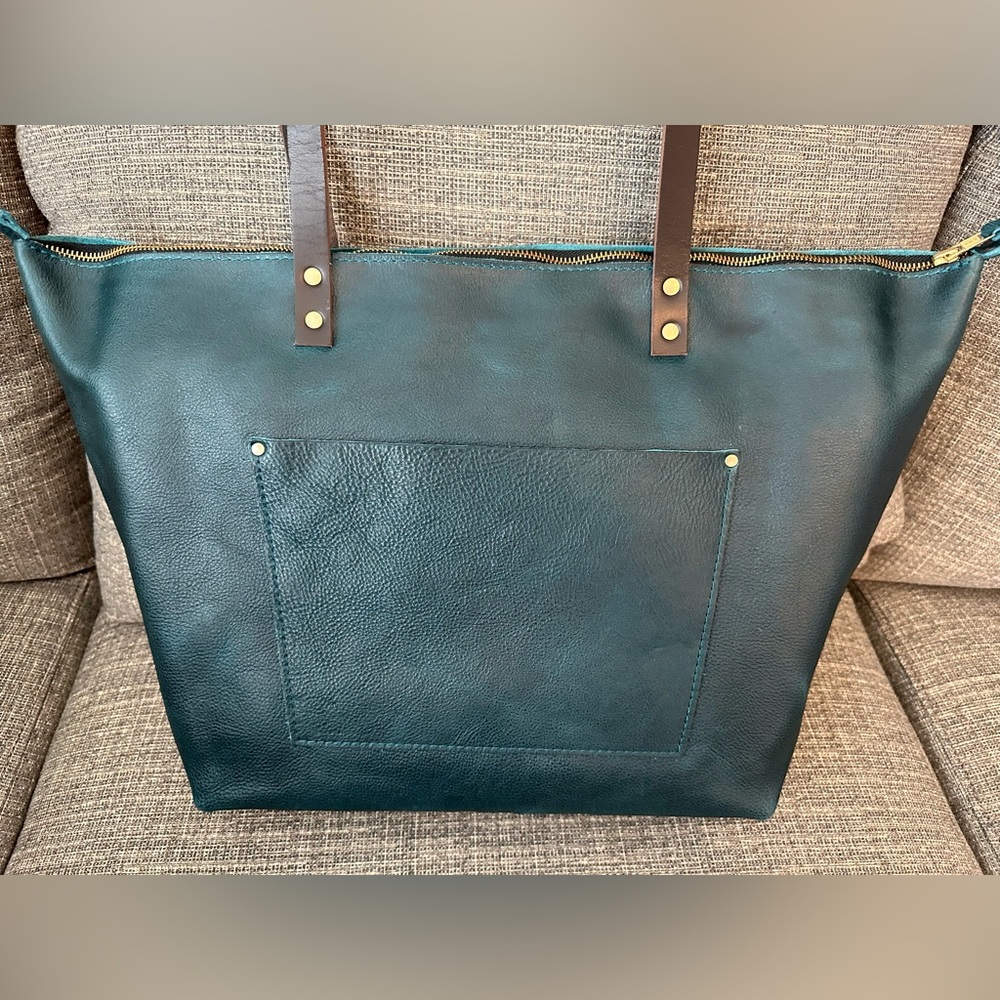 Portland Leather Goods Oversized Zip Tote in Lagoon - New